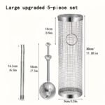 1Pc Stainless Steel Bbq Grill Basket, Metal Mesh Roasting Net For Outdoor Barbecue, Multi-Person Grilling Accessory, Grilling Accessories For Outdoor Grill - Image 9