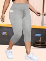 Plus Size High-Waisted Leopard Print Capri Pants With Side Pocket - Stretchy Casual Skinny Jeans For Spring/Summer/Fall, Casual Wear|Leopard Print Pants|Stretchy Fabric - Image 6