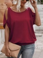 Women'S Light Blue Casual Crew Neck Short Sleeve T-Shirt With Tie-Back Detail - Soft Polyester Summer Top For Casual Attire, Ladies T Shirts - Image 5
