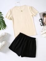 Paris France Casual Crew Neck T-Shirt - Geometric Pattern, Polyester Knit Fabric, Regular Length, Summer Wear, Soft And Comfortable - Image 5