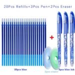 25Pcs/Set Of Erasable Gel Pens Refill Stick 0.5Mm Washable Handle Magic Erasable Pen For School Pen Writing Tool Stationery (3 Pens+20 Pen Cores+2 Eraser)
