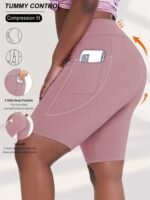 Plus Size - Women'S Plus Size High Waist Crescent Pocketed Shorts - Stretchy, Comfort Fit, Casual Summer Style With Plump Design, Breathable Fabric For Everyday Wear, Plus Size Shorts - Image 5