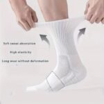 5 Pairs Men'S Mid-Calf Basketball Socks - Breathable Thick Towel Bottom, All-Season Moisture-Wicking Athletic Socks For Sports & Fitness, Usa Sizes 6-9, White, Sports Socks, Sports Footwear, Sleek Sock Design, Durable Sock Material, Workout Essentials, Sporty Look, Moisturewicking Fabric, Active Lifestyle - Image 2