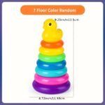 Rainbow Circle Educational Toy - Colorful Stacking Tower With 8 Plastic Rings - Ideal For Sensory Play, Enhances Motor Skills - Perfect Gift For Halloween, Christmas, Thanksgiving, Birthdays - Image 5