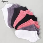 10 Pairs Solid Ankle Socks, Simple & Lightweight Low Cut Socks, Women'S Stockings & Hosiery - Image 13
