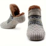 Ns-Sherpa Fluffy Bed Slippers For Men & Women - Warm, Non-Slip, Comfortable Knitted Socks With Plush Fleece Lining, Striped Design, Perfect For Indoor Use, Indoor Slippers | Plush Lined Socks | Knitted Socks, Slippers For Indoor Use, Bed Sock Men, Fuzzy Sock Extra Large, Sleep Sock Big Size, Thermal Sock For Sleeping, Sock Men Extra Shirt, Men Sock Good Quality - Image 3