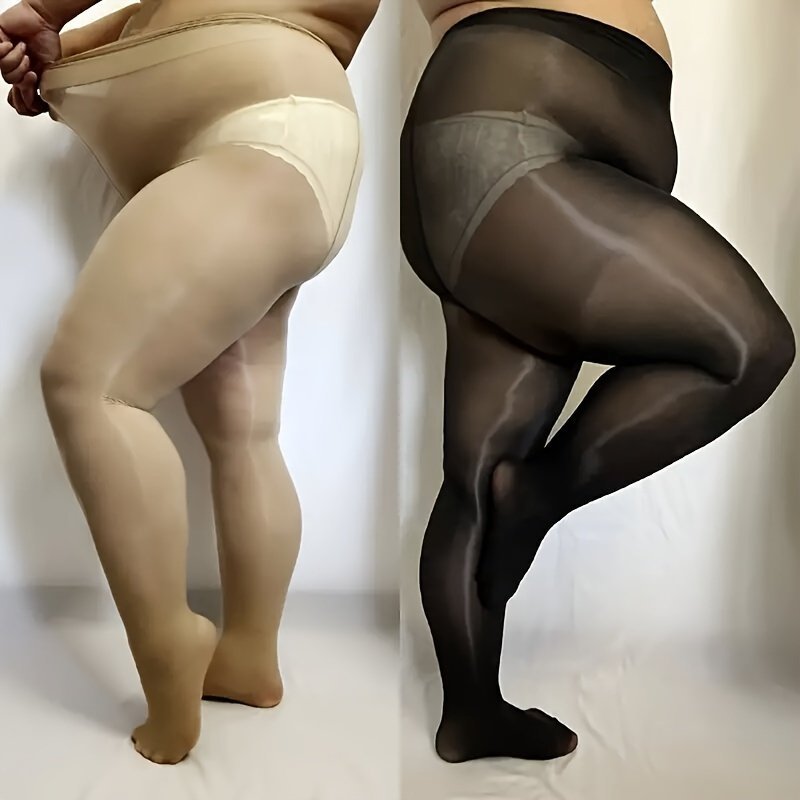product-fancy-94bdf981-5c8a-4a79-9de6-90acb7c5e0df.jpg 1Pc Plus Size Camel Oil Socks Sheer High Elasticity Leggings - Image 1
