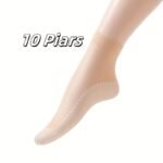 4 Pairs Women'S Sheer Ankle Socks, Non-Slip Transparent Toe Protector, Breathable Nylon, Knit Fabric, Polyamide 85%, Elastane 15%, Solid Color, Hand Wash - 100 G/M? - Image 5