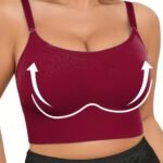 Plus Size Simple Bra, Women'S Solid Seamless Double Layer Comfort Bralette With Removable Pads