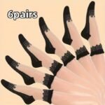 5/6 Pairs Vintage Embroidery Socks, Comfy & Breathable Short Mesh Socks, Women'S Stockings & Hosiery - Image 2