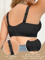 Seamless Plus Size Women'S Bra - Comfortable & Supportive Underwire Bra With Anti-Slip Design, Breathable Nylon Blend Fabric, Black, Supportive Undergarment | Sleek Design | Wire Underwire - Image 2