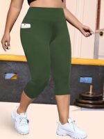 Plus Size High-Waisted Leopard Print Capri Pants With Side Pocket - Stretchy Casual Skinny Jeans For Spring/Summer/Fall, Casual Wear|Leopard Print Pants|Stretchy Fabric - Image 5