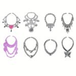 32Pcs Doll Dress-Up Set For Girls, Assorted Styles With 10 Outfits, 10 Shoes, 6 Crowns, 6 Necklaces, Fashion Accessory Collection, Mixed Color, Durable Plastic Material - Image 7