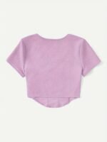 Solid Color Square Neck Bustier T-Shirt, Casual Short Sleeve Crop Knitted T-Shirt For Summer, Women'S Clothing - Image 6