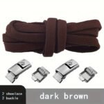 Casual Style Elastic Shoe Laces With Metal Buckles, 8Mm Spandex, Hand Washable, Hollow Detail, Woven Lightweight Solid Color Shoe Strings - 1 Pair - Image 17