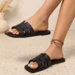 New Women'S Fashionable Solid Color Eva Rubber Plastic Integrated Flat Bottom Casual Slippers, Elegant And Comfortable, Light And Soft For All Seasons, Suitable For Daily Life, Work Or Beach Vacation Etc - Image 3