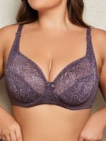 Women'S Plus Elegant Bra, Plus Size Bow Decor Floral Lace Non Padded Underwire Bra - Image 9