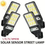 1/2/3/4Pcs Outdoor Solar Street Lamp, Solar Rechargeable Cob Wall Lamps With Motion Sensor, Smart Led Solar Wall Lights For Deck, Yard, Patio, Villas, Balconies, Walls, Portable Courtyard Garden Decorative Light