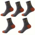 5 Pairs Of Men'S Trendy Breathable Mid-Calf Socks, Comfortable Casual Soft Socks, Anti-Odor Sweat-Absorbing Breathable Comfortable Long Thick Socks, Ideal For Daily Wear & Outdoor Activities Autumn And Winter Warm Men'S Sports Socks - Image 13