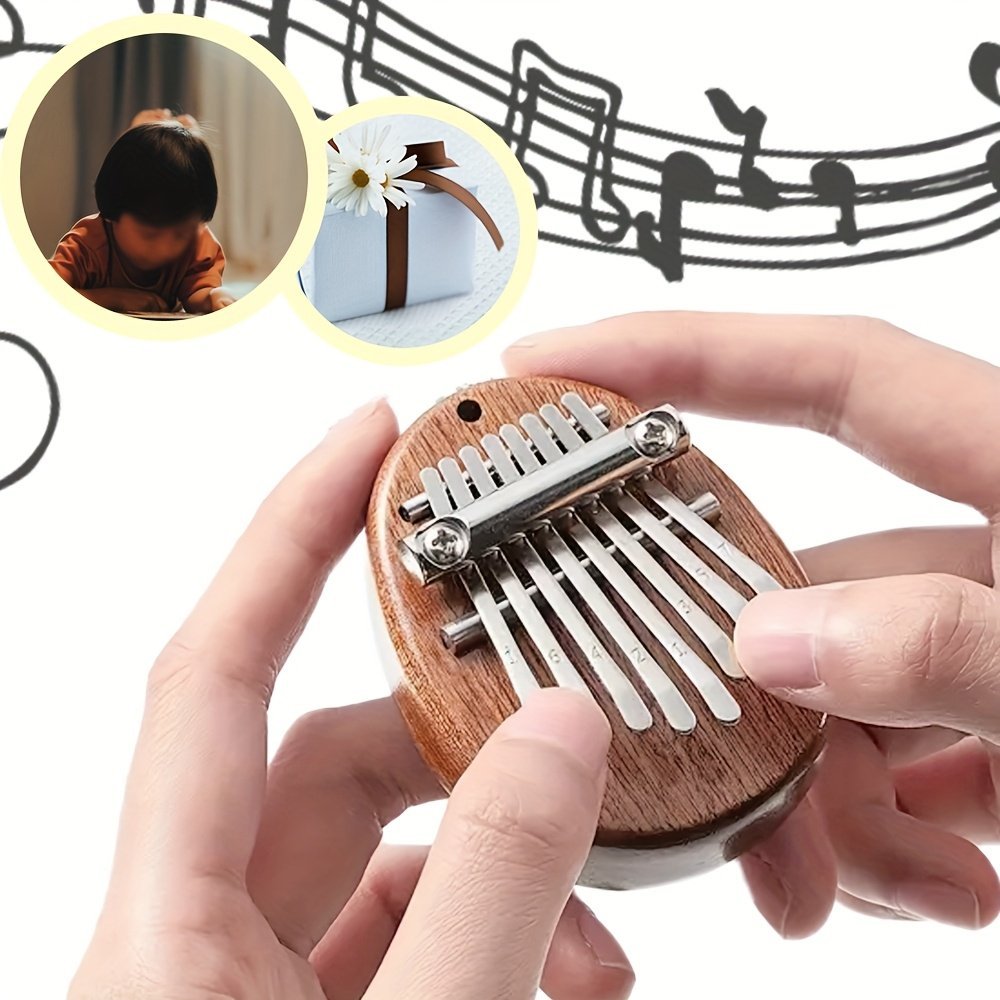 product-fancy-98627883-62ca-4688-9704-de882710c52f.jpg Mini Kalimba Thumb Piano 8-Key Wooden With Hanging Rope, Exquisite Finger Piano Instrument, Ideal Gift For Friends, Valentine'S Day, Adult Beginners - Image 1