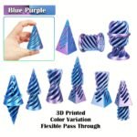 3-Pack Impossible Cone Fidget Ornaments - Spiral Pyramid Desk Decor With Flexible Cone, Relax Office & Home Decoration, Anxiety Relief Fidgets In Pastel & Bright Colors (Pink, Blue, Purple, Green, Golden, ) - Ideal Gift For Adults & Teens, Focus Aid, Playful Design, Smooth Finish, Focus Tool, Work From Home