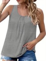Solid Color Pleated Vest - Image 6
