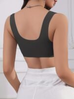 Women'S Solid Color Front Closure Bra With Shell Pattern Trim, Integrated Wide Shoulder Straps, Non-Removable Pads, Wire-Free, 5 Colors To Choose From, Meeting Multi-Environment Four Seasons Wear - Image 6