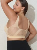 Plus Size Simple Bra, Women'S Solid Hollow Out Shockproof Wide Strap Tank Bra - Image 7