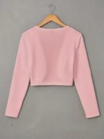 Solid Color Open Front Crop Jacket, Versatile Long Sleeve Outwear For Spring & Fall, Women'S Clothing - Image 10