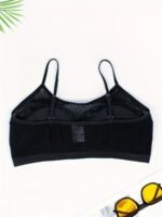 1Pc Women'S Sporty Plunge Bra With Removable Pads - Hollow Stretch Mesh, No Underwire, Medium Support, Machine Washable Solid Color Tank Top For Gym & Casual Wear, Everyday Comfort Lingerie, Elegant Lingerie Style, No Underwire Bra, Activewear Essentials, Seamless Design, Soft Material, Fitness Enthusiasts - Image 6