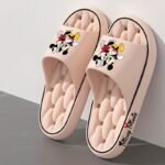 Disney Mickey & Minnie Mouse Unisex Eva Slippers - Soft Comfortable Non-Slip Indoor/Outdoor House Shoes With Ventilation Holes, All-Season Slip-On Design For Women & Men, Black & White Couple'S Slippers, House Slippers - Image 6