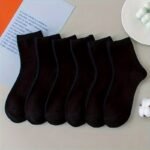 5/10 Pairs Women'S Lightweight Breathable Black Ankle Socks - Solid Color Basic Everyday Casual Socks, Soft Comfort Fit, Hand Wash Only, Cute Socks, Versatile Clothing Accessory, Simple Sock Pattern - Image 2