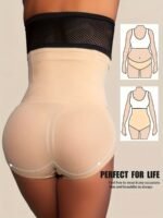 1Pc Women'S High-Waist Postpartum Shapewear Briefs, Seamless Nylon Knit Fabric, Solid Color, Tummy Control & Butt Lifting, Slimming Body Shaper Panties - Image 6
