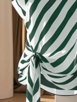 Women'S Elegant French-Inspired Sleeveless Blouse With Bow Detail & Striped Pattern - Semi-Sheer Round Neck Shirt For Spring Summer Fall, Machine Washable Casual To Dressy Tops, Seasonal Fashion, Frenchinspired Design, Decorative Bow Design - Image 10