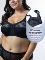 Plus Bra, Underwire-Free Full Coverage Bra, Push Up Bra With Classic Three-Piece Structure In Sheer Fabric, Sexy Contrast Lace, Wide Shoulder Straps, Back Shaping And Side Reduction, 100Dd, 105D - Image 7
