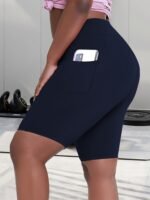 Women'S High-Waisted Plus Size Side Pocket Shorts, Breathable Workout Leggings For Women, Fitness Apparel - Image 8