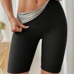 1 Pair Cxyin High-Waist Sweat Sauna Shorts For Women - Black, Tummy Control And Slimming Leg Shaper, Breathable Polyester/Elastane Blend, Ideal For Summer Workouts, Workout Shorts