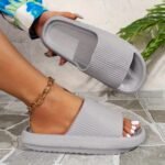 Solid Color Eva Pillow Slides, Soft Sole Anti-Odor & Anti-Slip Bathroom Shoes, Comfy Unisex Home Cloud Slides - Image 17