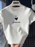 Women'S Y2K Summer Crop T-Shirt - Slim Fit Short Sleeve Round Neck Top With Bold Ny Letter Print, White & Black Graphic Tee For Casual Streetwear, Ladies T Shirts, Everyday Outfit, Urban Street Style, Breathable Fabric, Stylish Blouse, Streetwear Fans - Image 3