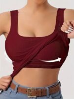 Women'S Sleeveless Top With Removable Padding, Fitted, Solid Color, Suitable For Wearing As An Outer Layer Or As A Base Layer. - Image 9
