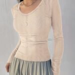 Solid Color Crew Neck T-Shirt, Casual Long Sleeve T-Shirt For Spring & Fall, Women'S Clothing