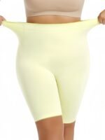 1Pc Plus Size Women'S High-Waisted Shaper Shorts, Tummy Control And Butt Lifter, Thigh Slimmer, Knit Polyamide Fabric, Solid Color, High Support Body Shaper - Image 2