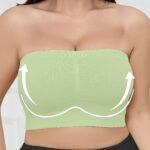 Women'S Seamless Wireless Sports Bra - Breathable, Comfortable, No-Pad Shoulderless Bandeau With Crinkled Chest Plateau, Solid Color, Medium Stretch Fabric For Casual And Everyday Wear, Everyday Wear Bra|Wirefree Bandeau|Breathable Fabric, Seamless Bralette