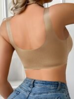 Simple Solid Contrast Mesh Full Coverage Bra, Comfy & Breathable Bra, Women'S Lingerie & Underwear - Image 7