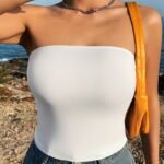 Women'S Summer Casual Strapless Solid Color Crop Top