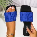 Women'S Pleated Design Slide Sandals, Casual Square Open Toe Flat Summer Shoes, Lightweight Slide Sandals - Image 15