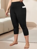 Women'S High-Waisted Side Pockets 7-Inch Pants - Stretchy, Comfortable, And Stylish For Spring/Summer/Fall - Solid Color, Slim Fit, Side Pockets For Everyday Comfort, Casual Wear Pants | Highwaisted Leggings | Stretchy Fabric - Image 4