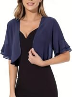 Layered Flare Sleeve Crop Blouse, Versatile Open Front Blouse For Spring & Summer, Women'S Clothing - Image 4