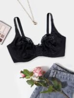 Floral Lingerie Elegant Plus-Size Women'S White Lace Bra - Sexy Floral Cut-Out Design, Ultra-Thin Breathable Fabric With Underwire Support, Hand Washable - Image 6