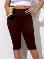 Plus Size Side Split Skinny Shorts, Casual Every Day Stretchy Short Leggings, Women'S Plus Size?Clothing - Image 5